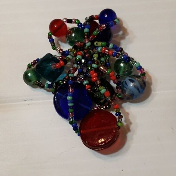 Vintage Hand Beaded Cluster Clip On Earrings - Picture 3 of 6